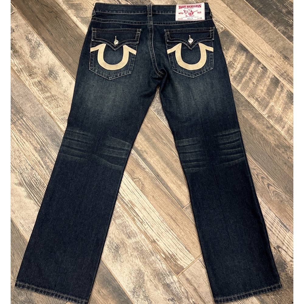 True Religion Billy Jeans Made in USA Triple Stitch Flap Pocket Distressed 38x34